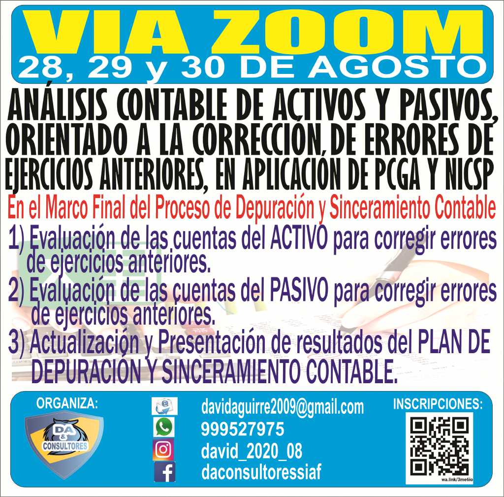 ANÁLISIS CONTABLE DE ACTIVOS Y PASIVOS, ORIENTADO A LA CORRECCIÓN DE ERRORES  DE EJERCICIOS ANTERIORES EN APLICACIÓN DE LAS PCGA Y NICSP